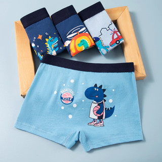 Set 4 Quần lót đùi bé trai cotton cao cấp, Quần chip em bé co dãn tốt họa tiết khủng long cute L1018