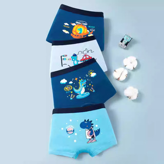 Set 4 Quần lót đùi bé trai cotton cao cấp, Quần chip em bé co dãn tốt họa tiết khủng long cute L1018
