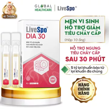 Men vi sinh Livespo DIA 30 - Hỗ trợ giảm tiêu chảy cấp, rối loại tiêu hóa (Hộp 10 ống)