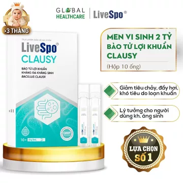 Men vi sinh Livespo Clausy - Hỗ trợ tiêu hoá, giảm đầy hơi, khó tiêu (Hộp 10 ống)