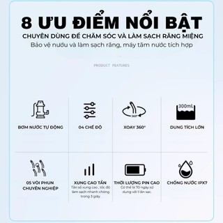 Máy Tăm Nước Smartix Cao Cấp – Tặng 5 Đầu Thay, Làm Sạch Răng Sâu, Vệ Sinh Răng Miệng Sạch Sẽ