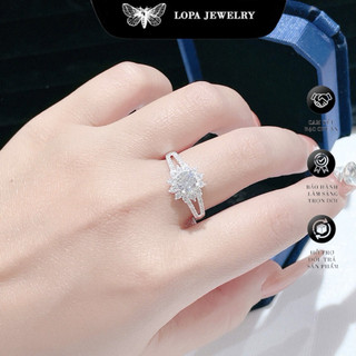 Nhẫn nữ SK88 Bạc LoPa,dáng nhẫn sen hai chân đính đá lấp lánh,nhẹ nhàng tinh tế,Bạc LoPa.