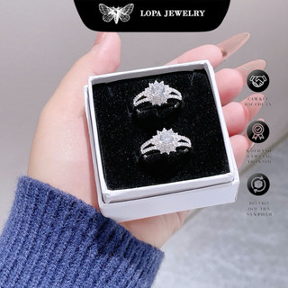 Nhẫn nữ SK88 Bạc LoPa,dáng nhẫn sen hai chân đính đá lấp lánh,nhẹ nhàng tinh tế,Bạc LoPa.