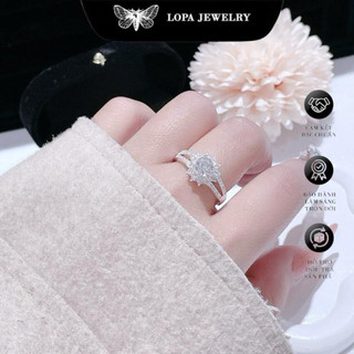 Nhẫn nữ SK88 Bạc LoPa,dáng nhẫn sen hai chân đính đá lấp lánh,nhẹ nhàng tinh tế,Bạc LoPa.