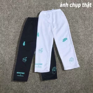 Quần dài nỉ nam nữ ống rộng in hình wale hai màu đen trắng fom size 40-68kg k10