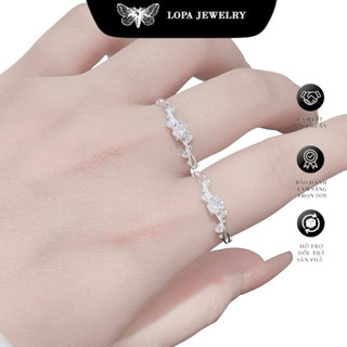 Nhẫn nữ SK35 Bạc LoPa,dáng tuyết khe nhỏ nhắn xinh xắn đính đá lấp lánh,Bạc LoPa(Giá 1 chiếc)