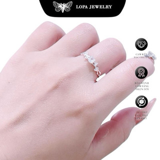 Nhẫn nữ SK35 Bạc LoPa,dáng tuyết khe nhỏ nhắn xinh xắn đính đá lấp lánh,Bạc LoPa(Giá 1 chiếc)