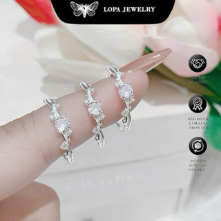 Nhẫn nữ SK35 Bạc LoPa,dáng tuyết khe nhỏ nhắn xinh xắn đính đá lấp lánh,Bạc LoPa(Giá 1 chiếc)