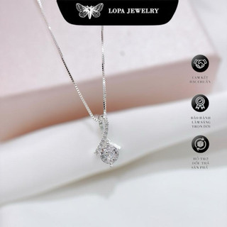 [Hộp Xinh ] Dây chuyền SK38 Bạc LoPa LoPa,dây trơn đá đuôi chéo dáng nhẹ nhàng,Bạc LoPa