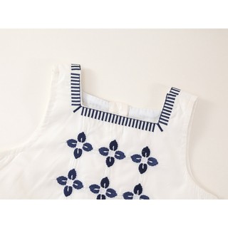 Đồ Bộ Bé Gái, Sét Bộ Bé Gái Áo 2 Dây Kèm Váy Xòe Hoạ Tiết Thêu Nổi Chất Liệu Cotton Mềm