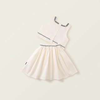 Đồ Bộ Bé Gái, Sét Bộ Bé Gái Áo 2 Dây Kèm Váy Xòe Hoạ Tiết Thêu Nổi Chất Liệu Cotton Mềm