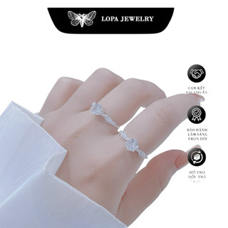 Nhẫn nữ Bạc LoPa, dáng nhẫn vát khấc đính đá lấp lánh tinh tế Bạc LoPa sk129(giá 1 chiếc).