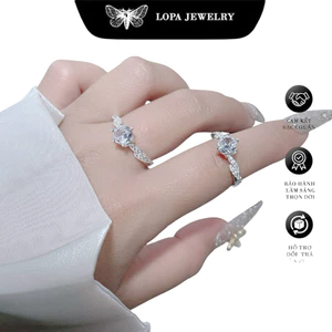 Nhẫn nữ Bạc LoPa, dáng nhẫn vát khấc đính đá lấp lánh tinh tế Bạc LoPa sk129(giá 1 chiếc).