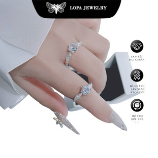Nhẫn nữ Bạc LoPa, dáng nhẫn vát khấc đính đá lấp lánh tinh tế Bạc LoPa sk129(giá 1 chiếc).
