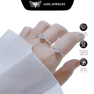 Nhẫn nữ Bạc LoPa, dáng nhẫn vát khấc đính đá lấp lánh tinh tế Bạc LoPa sk129(giá 1 chiếc).
