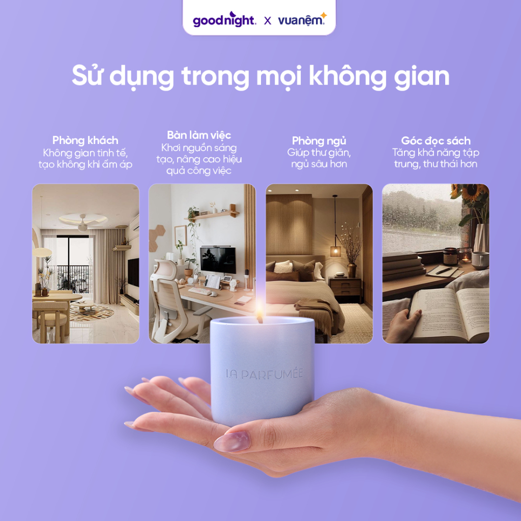 Hộp quà Goodnight Box - 1 Bịt mắt, 1 Nến thơm cao cấp, quà tặng người yêu, quà tặng sinh nhật