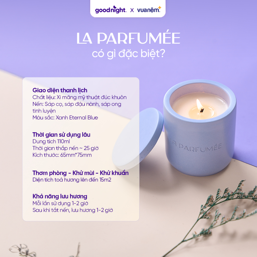 Hộp quà Goodnight Box - 1 Bịt mắt, 1 Nến thơm cao cấp, quà tặng người yêu, quà tặng sinh nhật