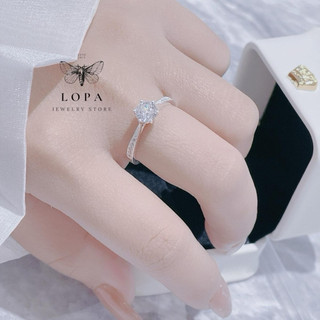 Nhẫn SK25 bạc nữ Bạc LoPa, nhẫn dáng cầu hôn nhẹ nhàng thanh lịch, Bạc LoPa