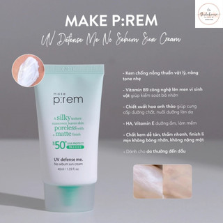 Kem Chống Nắng Make P:rem UV Defense Me. No Sebum Sun Cream 50ml Duduhouse