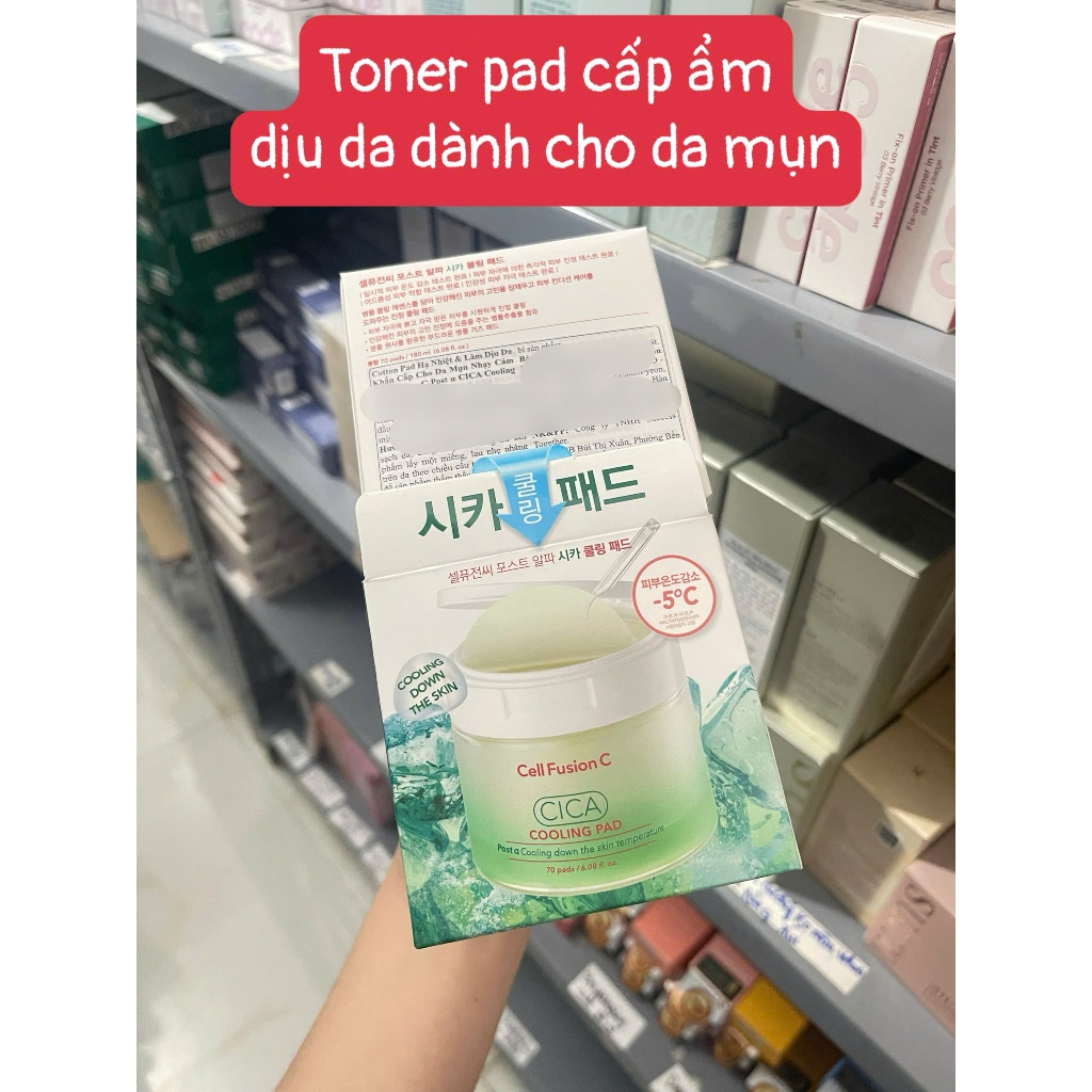 Toner Pad hạ nhiệt, làm dịu Cell Fusion C Cooling Pad, CICA Cooling Pad 70 miếng/180ml