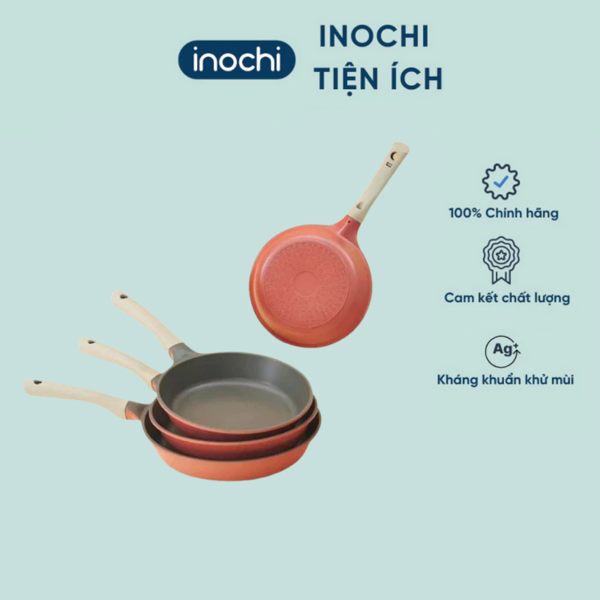 Chảo vân đá OMI GREY INOCHI phủ lớp chống dính PTE Megastone cao cấp, dùng cho mọi loại bếp