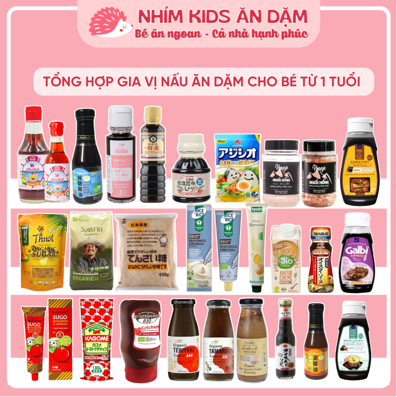 [DATE MỚI] Combo Gia Vị Ăn Dặm Cho Bé Gồm Nước Mắm, Tương Tách Muối, Đường Hữu Cơ, Sốt Nấu Ăn Dặm