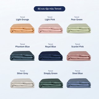 Vỏ Ga Nệm Lụa Tencel 300TC Cao Cấp | Mềm Mịn Mát Lạnh | Màu Trơn Bo Chun Size 1m2, 1m4, 1m6