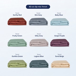 Vỏ Ga Nệm Lụa Tencel 300TC Cao Cấp | Mềm Mịn Mát Lạnh | Màu Trơn Bo Chun Size 1m2, 1m4, 1m6