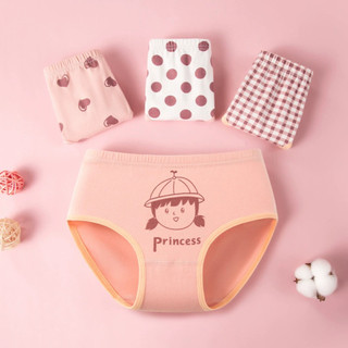 Set 4 quần lót bé gái tam giác, đồ lót trẻ em quần chip chất cotton co dãn họa tiết xinh xắn L7003