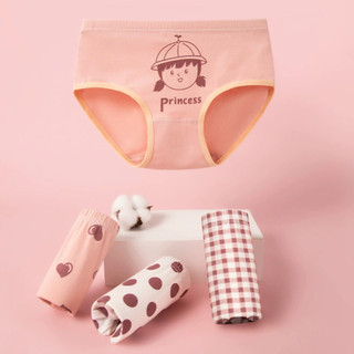 Set 4 quần lót bé gái tam giác, đồ lót trẻ em quần chip chất cotton co dãn họa tiết xinh xắn L7003