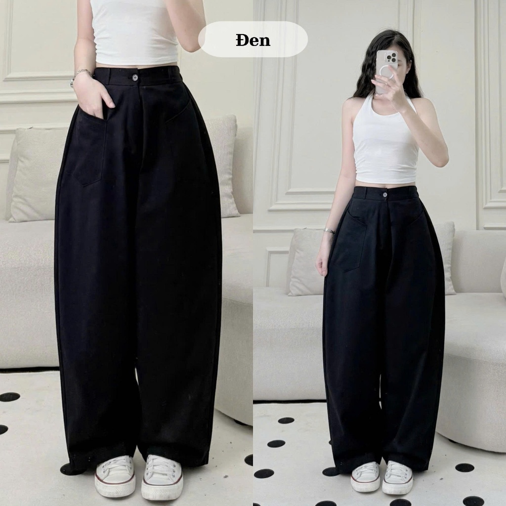 Quần Dài Harem Nữ Parachute 2 Túi Kaki Dày Dặn Joolate Quần Ống Suông Cargo Form Rộng Basic, Mặc Đi Chơi – Đi Học