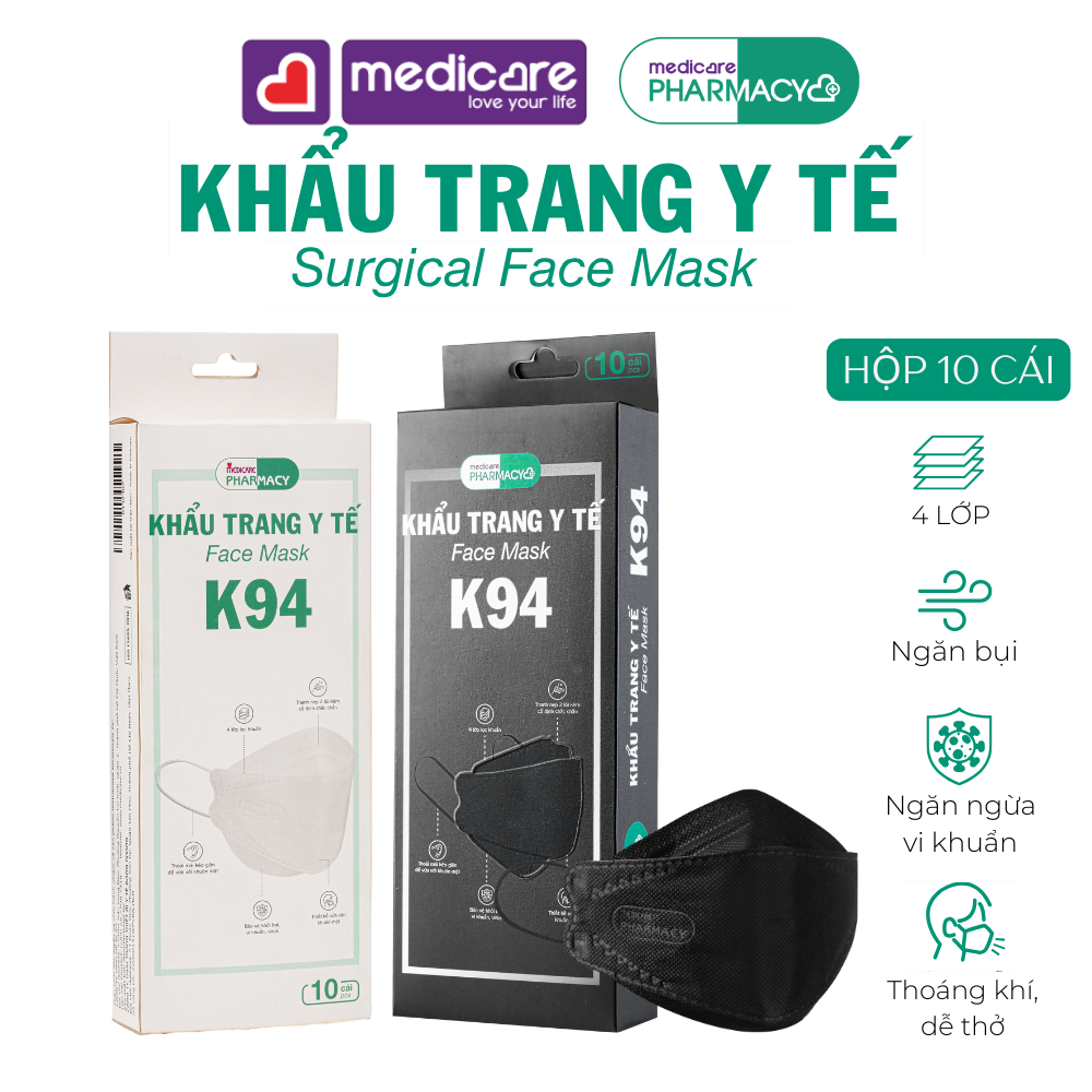 Khẩu trang y tế MEDiCARE Pharmacy K94 10 cái hộp