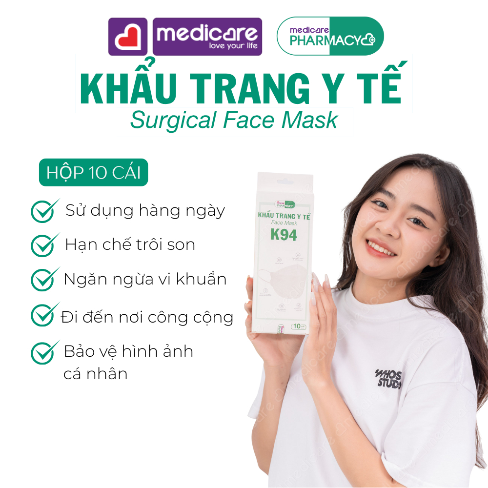 Khẩu trang y tế MEDiCARE Pharmacy K94 10 cái hộp