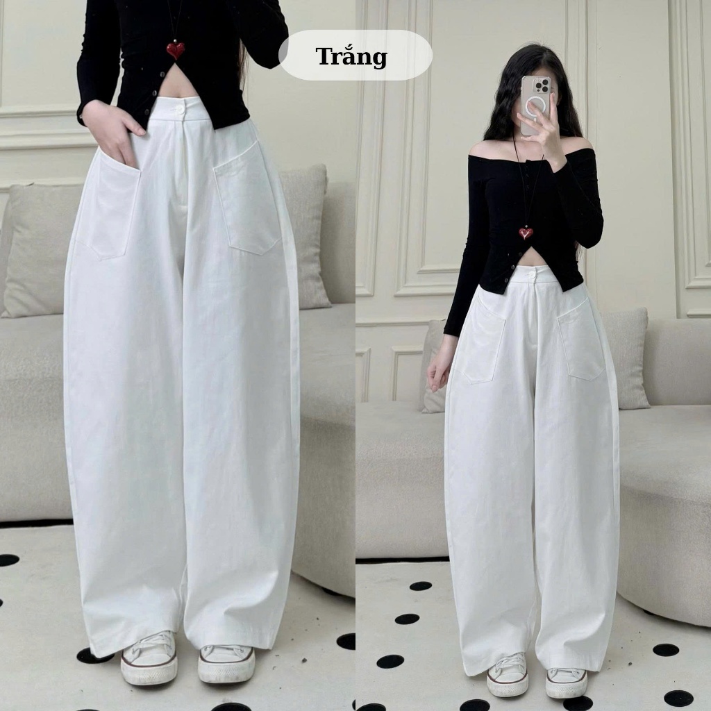 Quần Dài Harem Nữ Parachute 2 Túi Kaki Dày Dặn Joolate Quần Ống Suông Cargo Form Rộng Basic, Mặc Đi Chơi – Đi Học