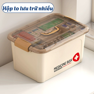 [SẴN] Hộp Đựng Thuốc 2 Tầng Thông Minh Có Nắp Trong Suốt, Hộp Y Tế Gia Đình Đa Năng Bảo Quản Thuốc