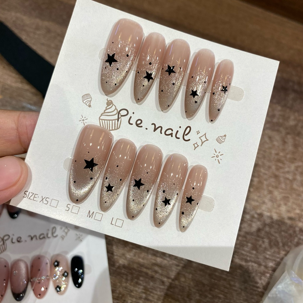 420. nailbox thạch nâu nude, mắt mèo kim cương, sao đen
