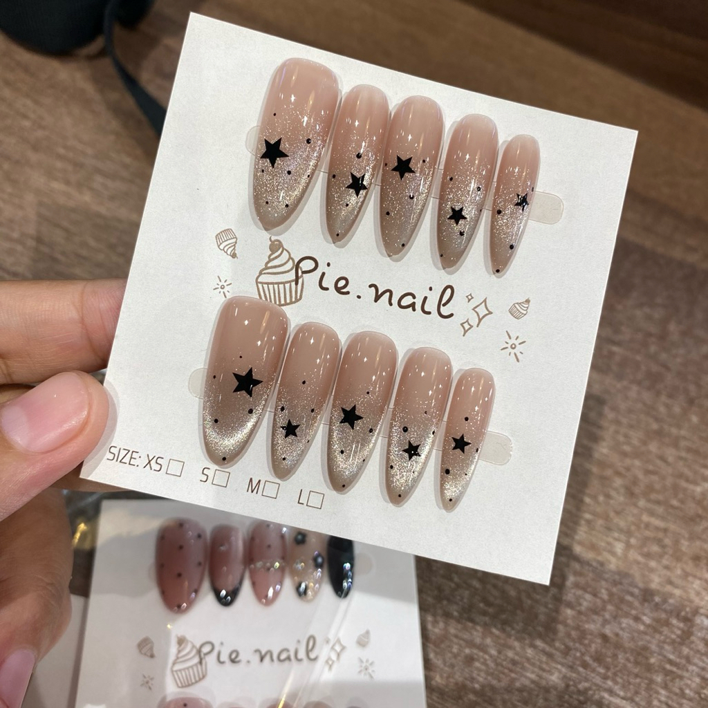 420. nailbox thạch nâu nude, mắt mèo kim cương, sao đen
