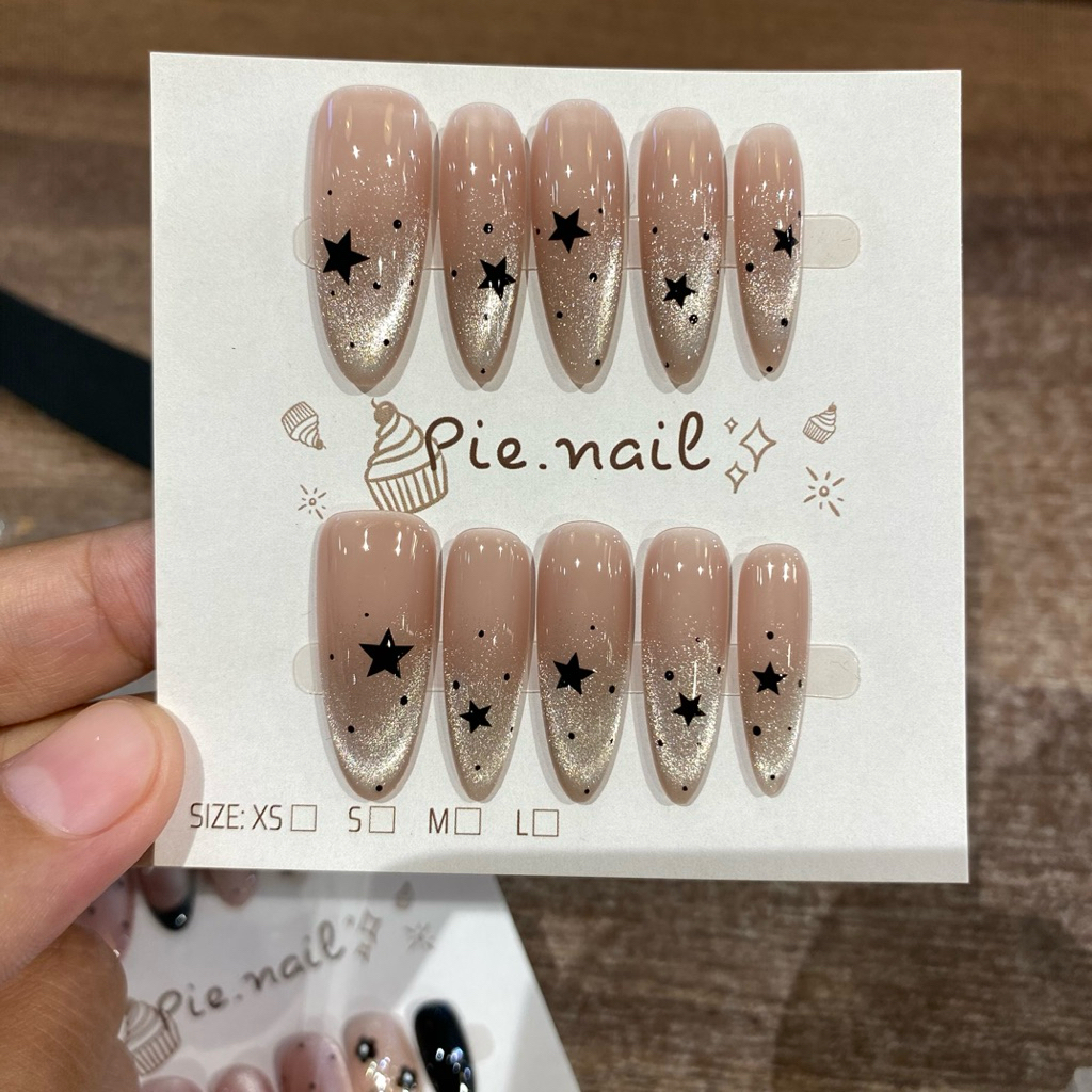 420. nailbox thạch nâu nude, mắt mèo kim cương, sao đen