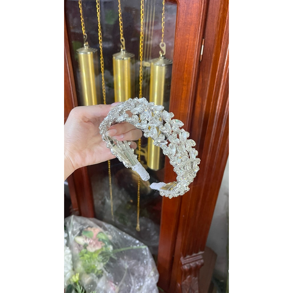 Bờm cài tóc cô dâu bản to lấp lánh-TB1512|PHUKIENCUOIYENLINH