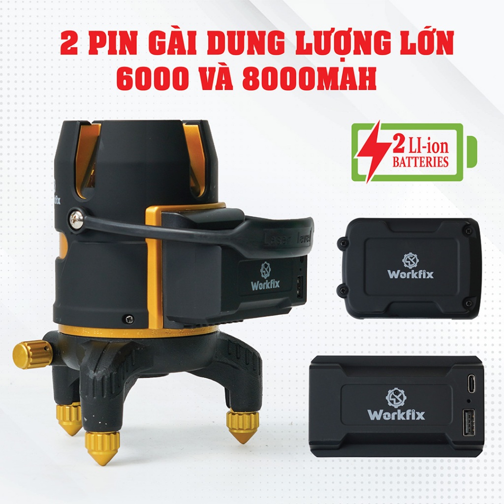 FULL PHỤ KIỆN Máy Bắn Cân Bằng Laser LS05PRO, Bluetooth 5 Tia, Xoay 360°, Kèm Chân