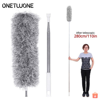Combo 2 chổi quét trần nhà đầu uốn cong - cán kéo dài 2.8m, lau bụi trần tiện lợi sạch sâu