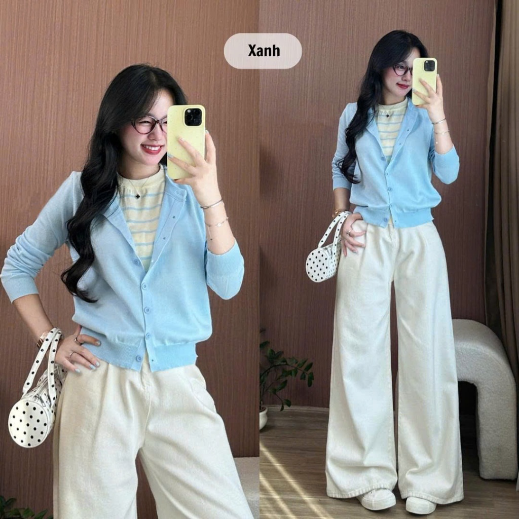 Set Áo Cardigan Nữ Tank Top Khoác Len Form Rộng Phong Cách Hàn Quốc, Mặc Đi Chơi, Dạo Phố Joolate 2205 P2