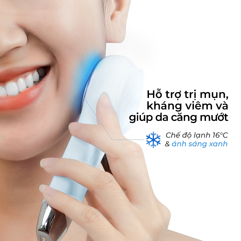Máy rửa mặt massage đẩy tinh chất nóng lạnh liệu pháp ánh sáng và nhiệt NEVAKI Multi-task Cleansing