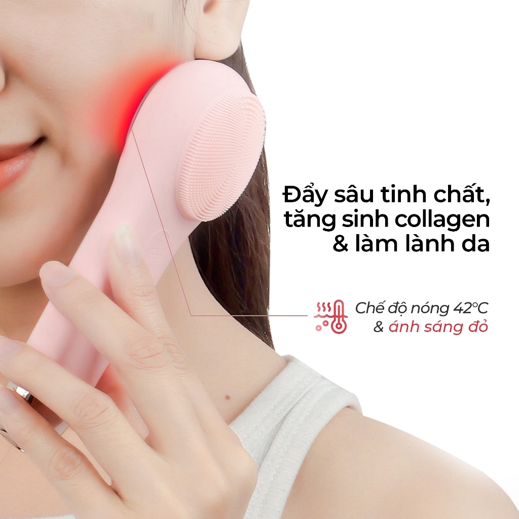 Máy rửa mặt massage đẩy tinh chất nóng lạnh liệu pháp ánh sáng và nhiệt NEVAKI Multi-task Cleansing