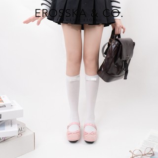 Erosska - Giày búp bê nữ retro kiểu giày ballet core màu nâu hottrend  - EL075