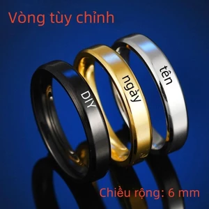 Nhẫn đôi nam nữ tùy chỉnh thời trang cá nhân nhẫn thép không gỉ khắc tên ngày quà tặng ngày lễ