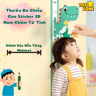 Thước Đo Chiều Cao Dán Tường Hình Khủng Long T-Rex 2IN1 Cho Bé, Giúp Bé Đo Chiều Cao Và Tập Nhảy Cao