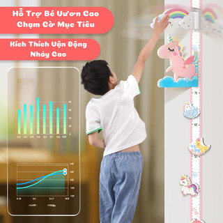 Thước Đo Chiều Cao Dán Tường Hình Khủng Long T-Rex 2IN1 Cho Bé, Giúp Bé Đo Chiều Cao Và Tập Nhảy Cao