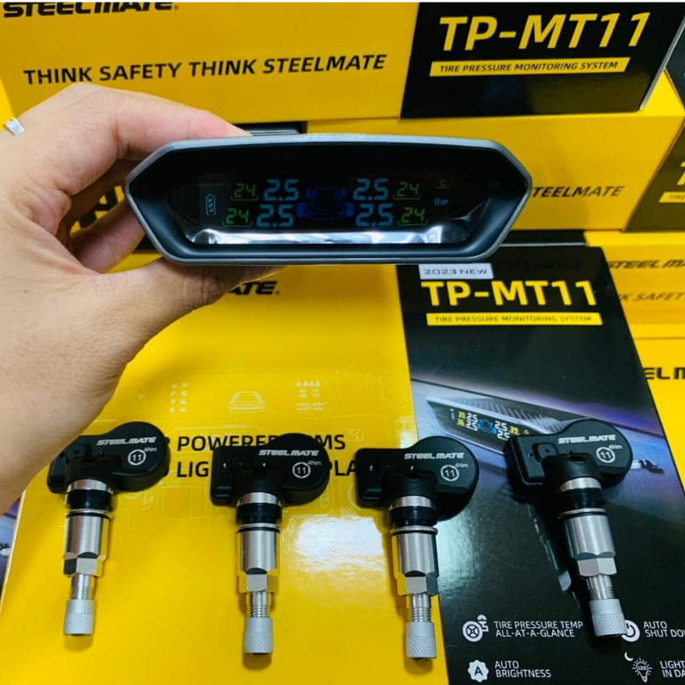 [TPMS] Cảm Biến Áp Suất Lốp STEELMATE TPMT11 Ô Tô Van Trong - Màn Hình Năng Lượng Mặt Trời, Cảnh Báo Âm Thanh