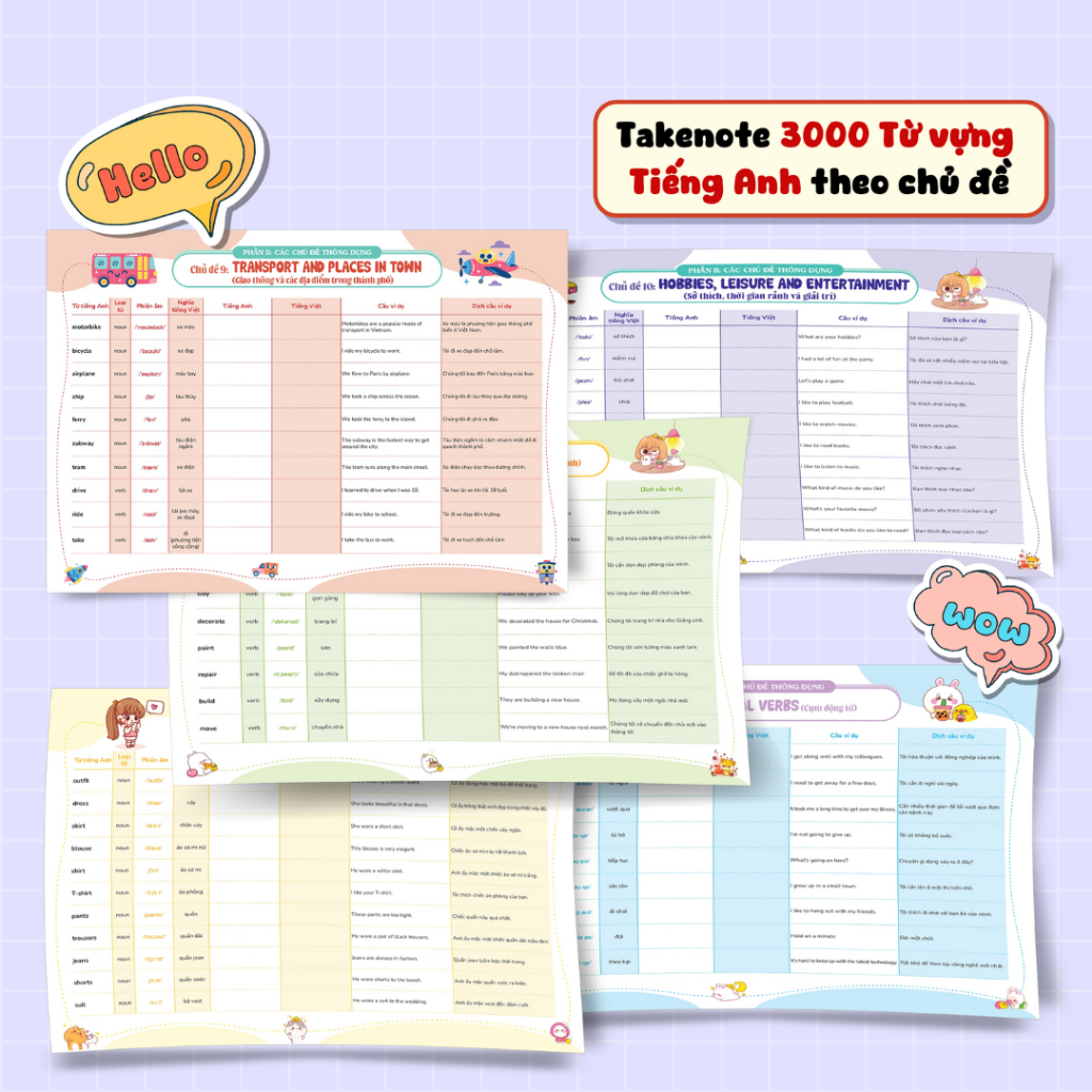 Sách - Set 140 tờ TAKENOTE 3000 Từ Vựng Tiếng Anh Theo Chủ Đề Thông Dụng, Dễ Dàng Ghi Chép, Dễ Hiểu Dễ Nhớ